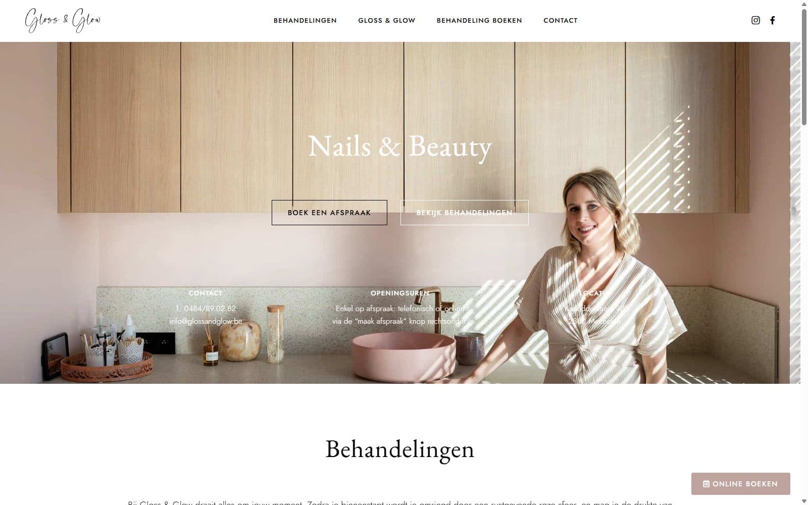 De website van Gloss & Glow