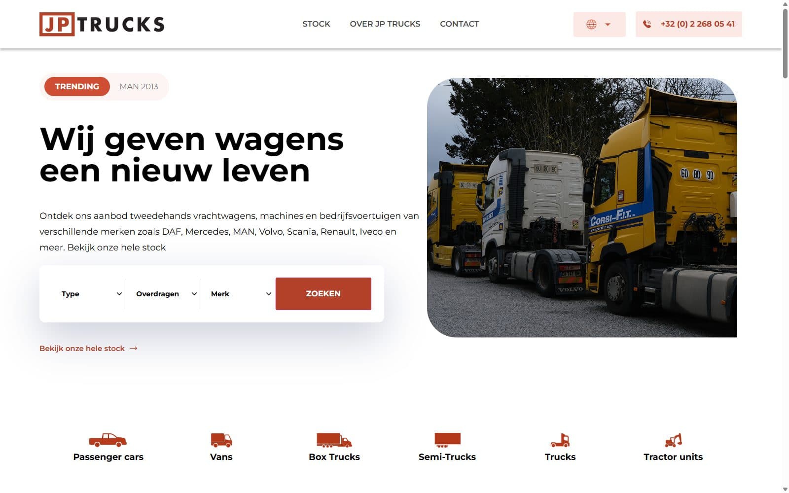 De website van JP Trucks