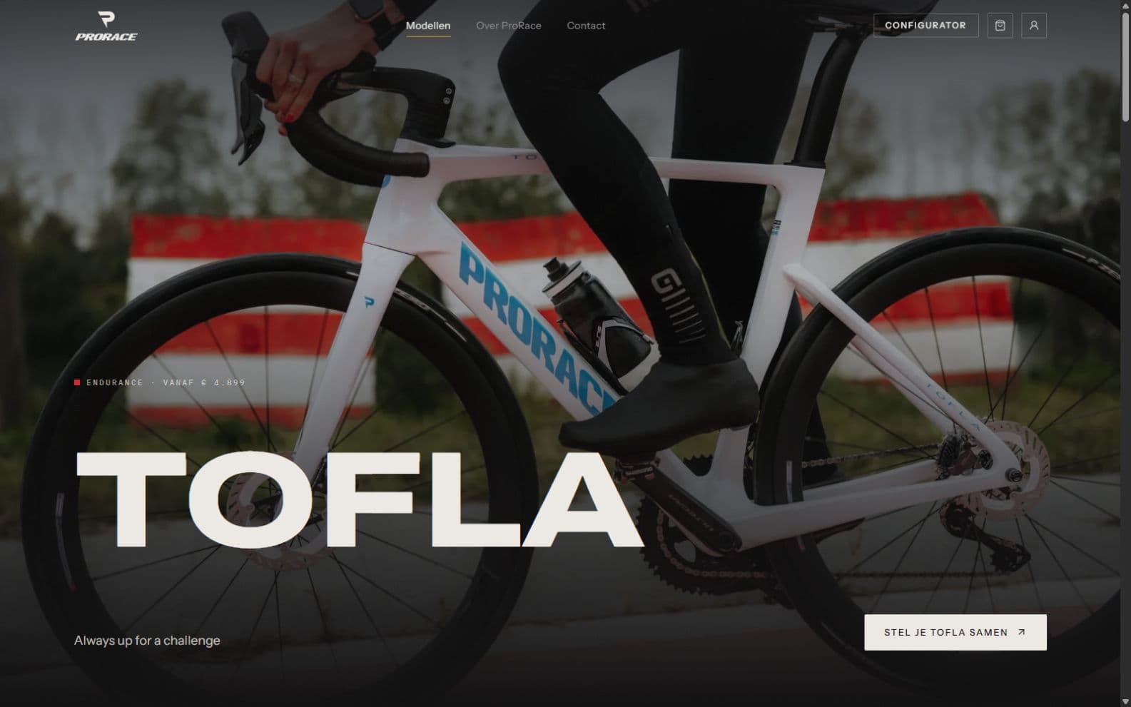 De nieuwe Tofla-modelpagina met grote fotografie en krachtige typografie
