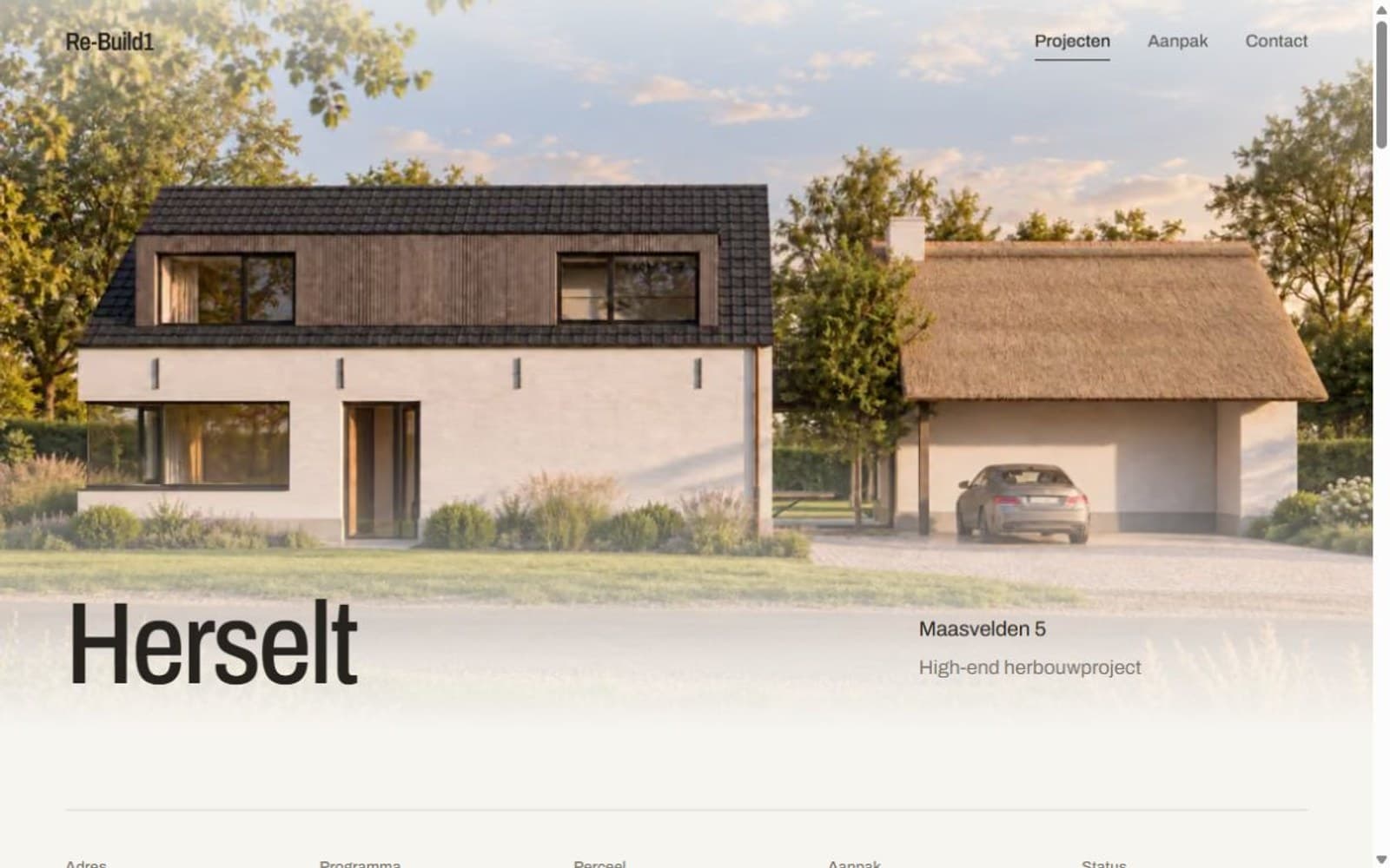 De projectpagina voor Herselt met architecturale render en de kenmerken van de woning